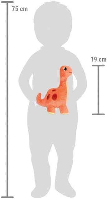 small foot knuffel dinosaurus rood "Dino", 19 cm, van pluche en ribfluweel, zachte knuffel als slaapmiddel, voor baby's en peuters, 12685