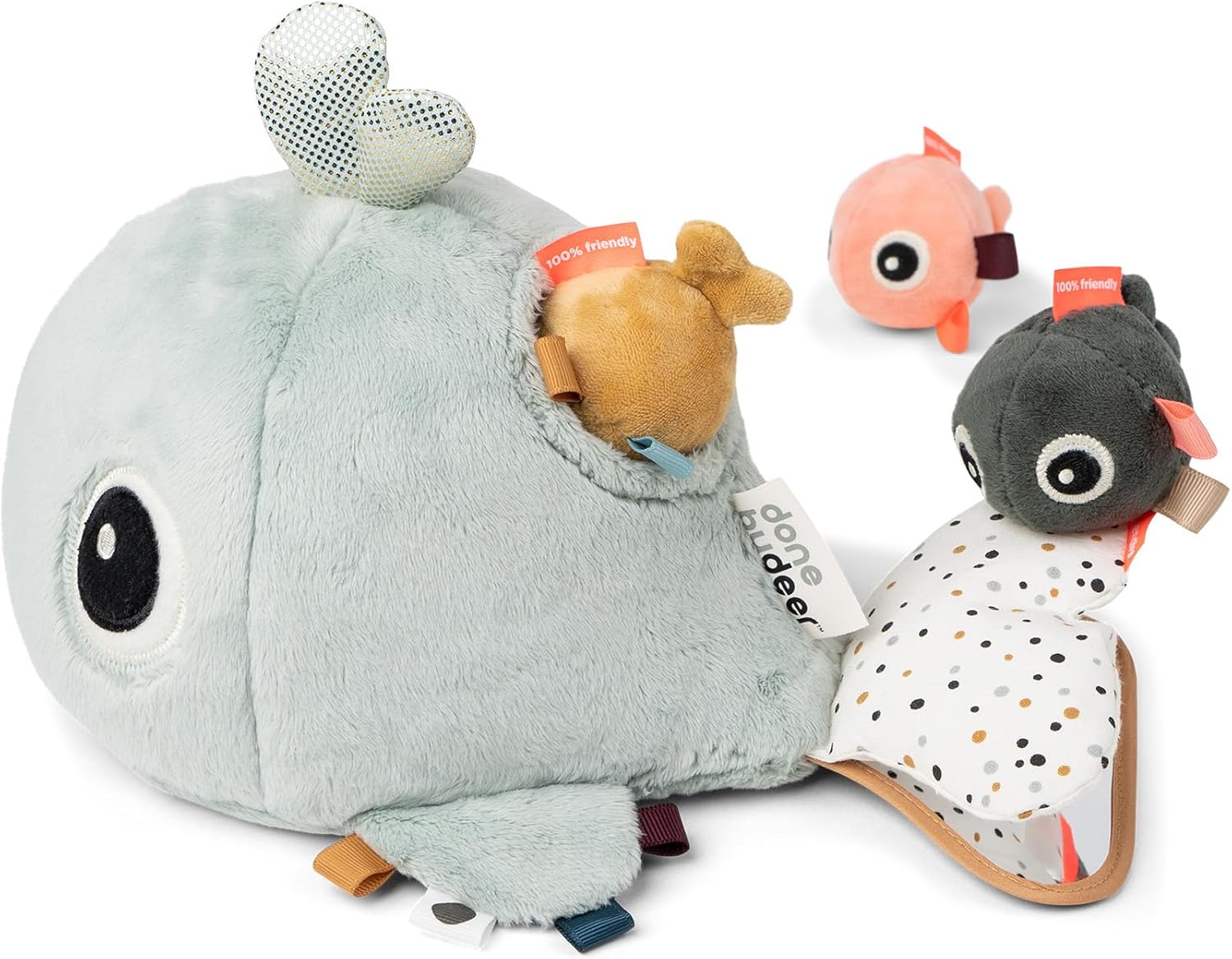 Done by Deer Gioco di nascondiglio Wally blu – divertente giocattolo motoriale promuove le capacità motorie – Montessori Baby Toy a partire dai 6 mesi, un regalo perfetto per bambini