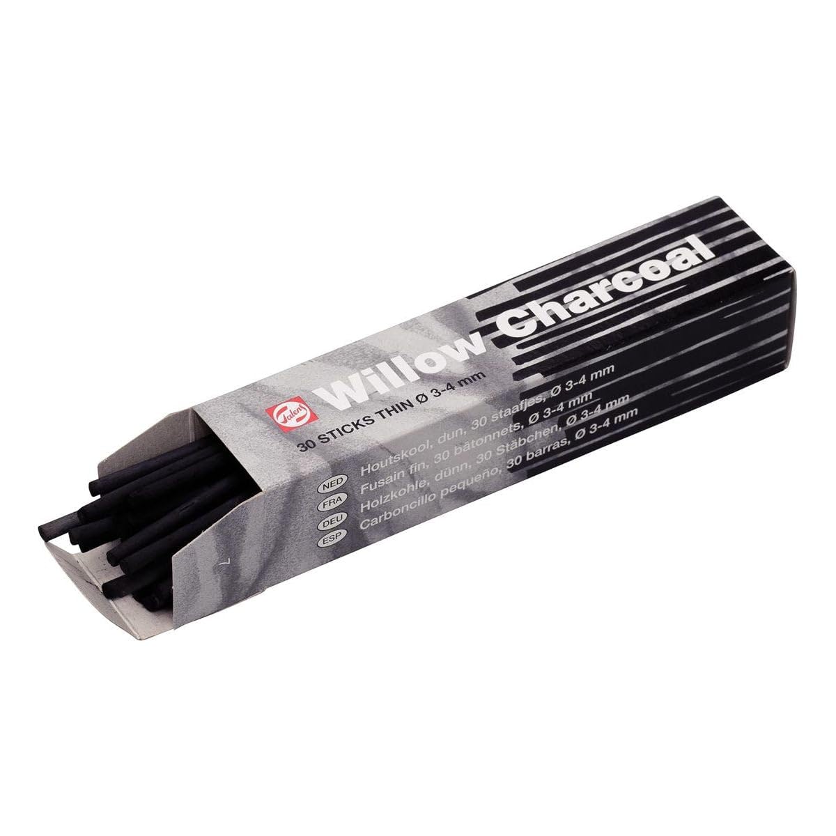 Houtskool - Dun - 30 Staafjes - 3/4mm dik - Talens