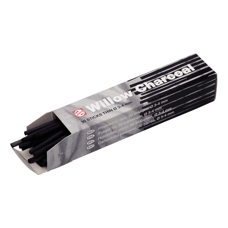 Houtskool - Dun - 30 Staafjes - 3/4mm dik - Talens