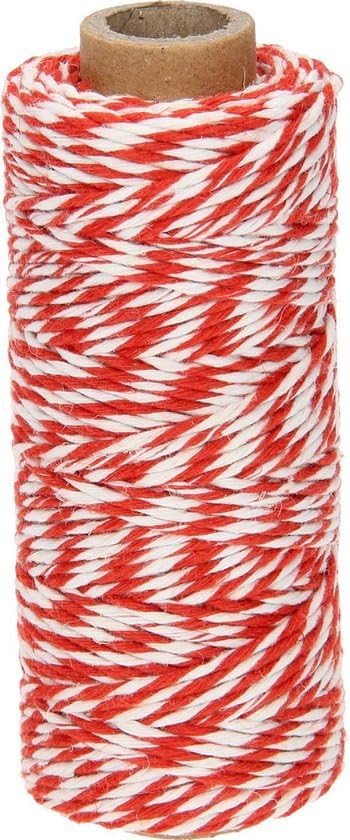 Quantore - Touw katoen 45meter 50gr rood/wit