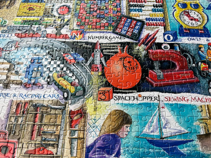 Space Hoppers & Scooters | 1000 Piece Jigsaw Puzzle | Val Goldfinch | Nostalgic Toys Puzzle | Sustainable Puzzle for Adults | Premium 100% Recycled Board | Great Gift for Adults | Gibsons Games