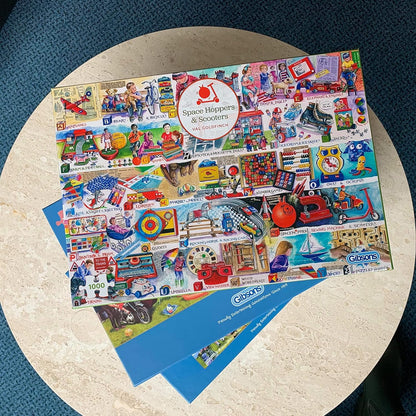 Space Hoppers & Scooters | 1000 Piece Jigsaw Puzzle | Val Goldfinch | Nostalgic Toys Puzzle | Sustainable Puzzle for Adults | Premium 100% Recycled Board | Great Gift for Adults | Gibsons Games