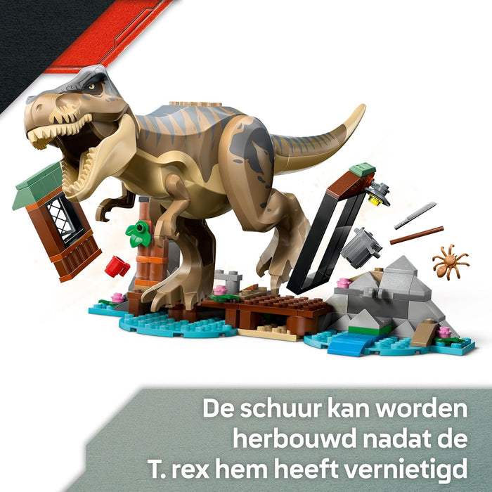LEGO Jurassic World T. Rex Rivierontsnapping Dinosaurus Speelgoed voor Kinderen - Incl. Dino Figuur, Speelgoed Boot, Quad en 2 Minifiguren - Cadeau voor Jongens en Meisjes vanaf 5 Jaar - 76975