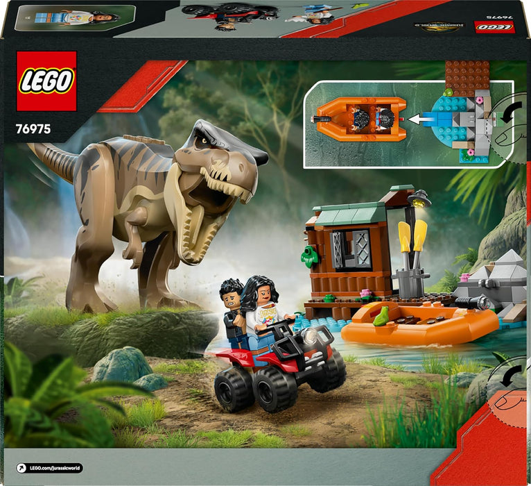LEGO Jurassic World T. Rex Rivierontsnapping Dinosaurus Speelgoed voor Kinderen - Incl. Dino Figuur, Speelgoed Boot, Quad en 2 Minifiguren - Cadeau voor Jongens en Meisjes vanaf 5 Jaar - 76975