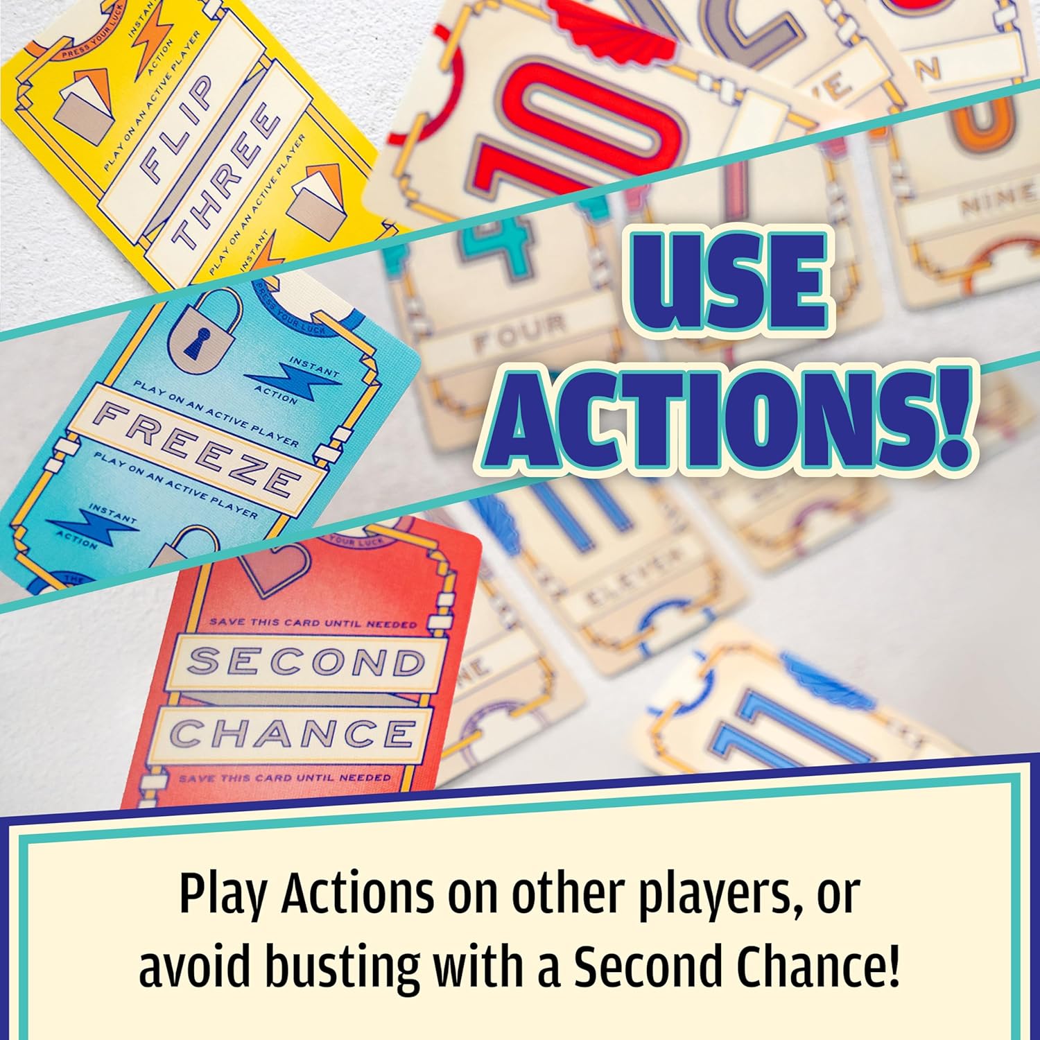 USAopoly | Flip 7 | Party Card Game | Ages 8+ | 3+ Players | 20 Minutes Playing Time