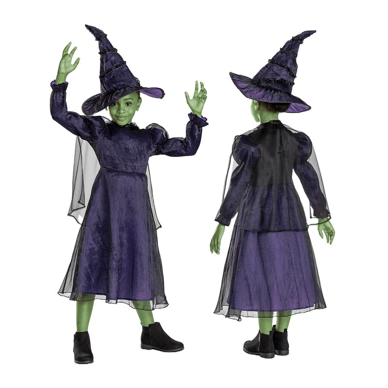 Wicked Elphaba Kids Fancy Dress, Includes Detailed Hat and Outfit with Mesh Cape, Officially Licensed, Comfortable and Detailed Design, Inspired by Elphaba's Classic Look, for Ages 3-4, 4-6, 7-8 Years