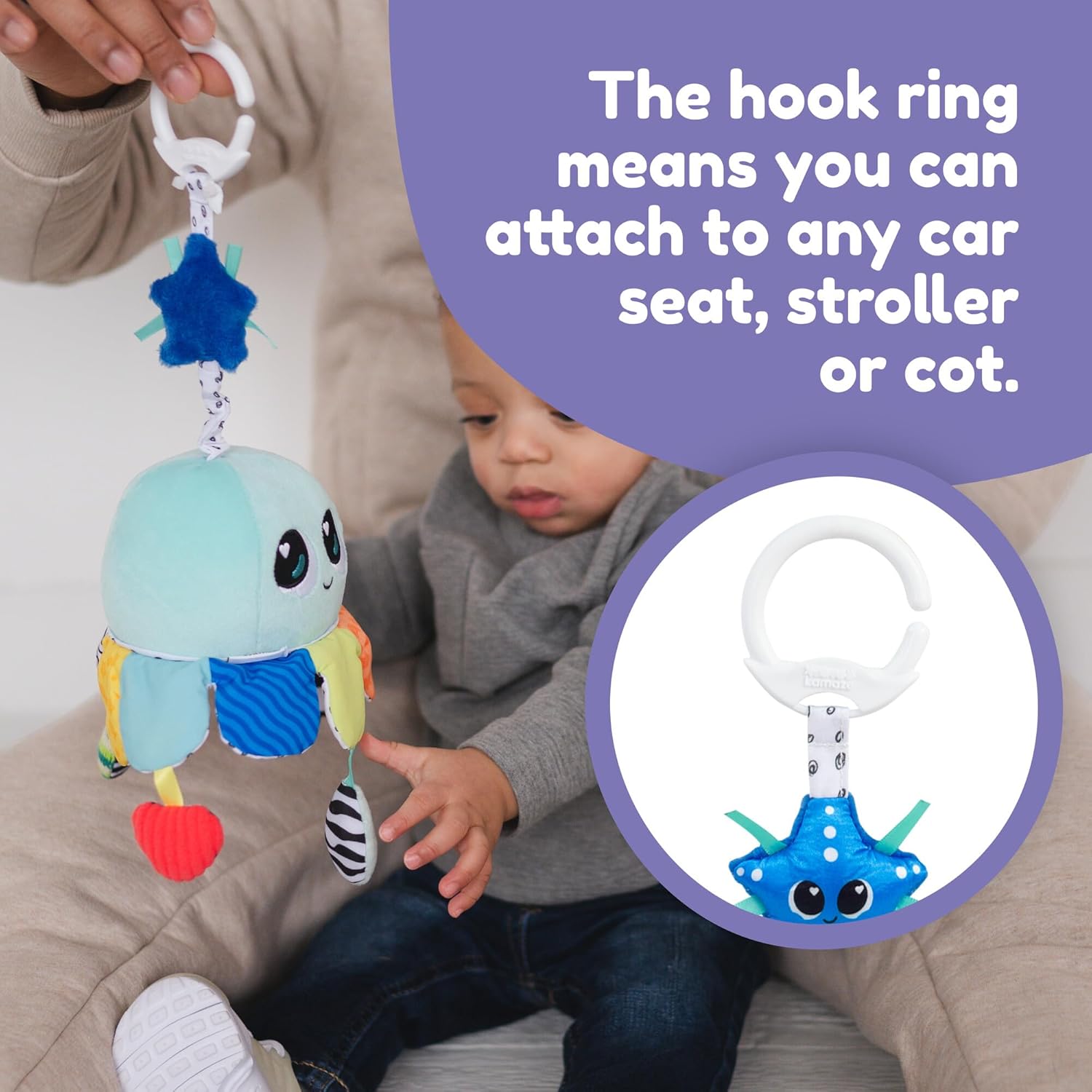 LAMAZE Soothing Salty Sam, Musical Baby Plush Toy with Gentle Sounds and Soft Textures, Sensory Development Toy with Tummy Time Support, Soothing Companion for Newborns and Infants, From Birth
