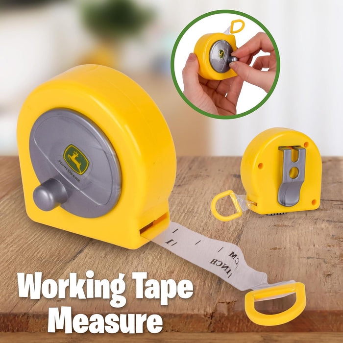 John Deere 18 Piece Deluxe Tool Box – Construction Playset with Tape Measure and More Tools