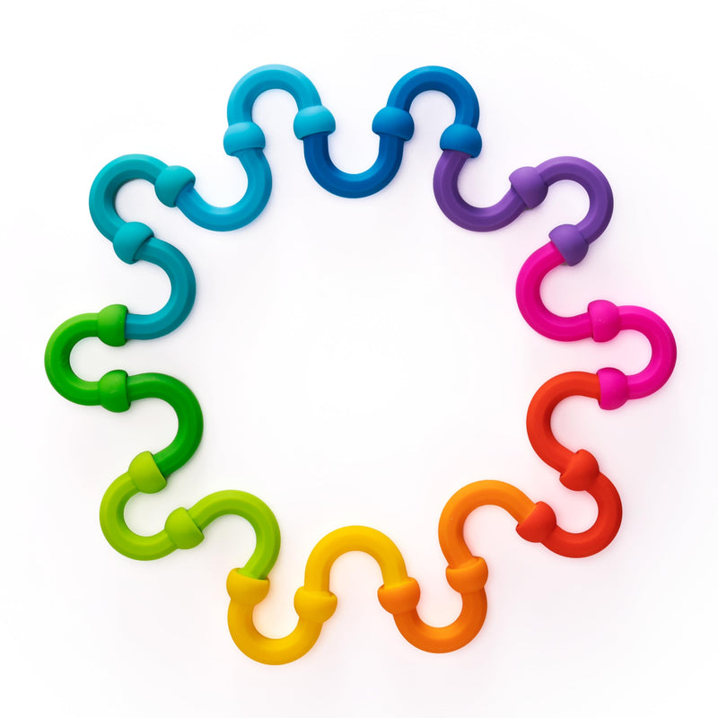 Fat Brain Toys Plip Links | Bendy Silicone Link Connector Toys that Close and Open with a Pop | Sensory Toys for Kids | Creative Building Toys,