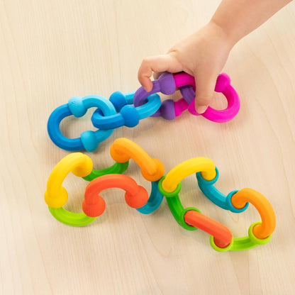 Fat Brain Toys Plip Links | Bendy Silicone Link Connector Toys that Close and Open with a Pop | Sensory Toys for Kids | Creative Building Toys,