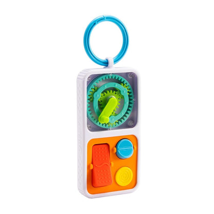 Fat Brain Toys PlayTab Go, draagbaar sensorisch activiteitenbord met klemring om aan luiertassen te bevestigen voor baby's en peuters vanaf 12 maanden