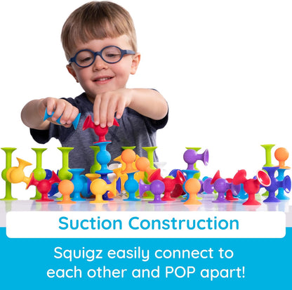 Fat Brain Squigz Starter 22 Piece Set, Kids Preschool Toy, Suction Toy Set, Sorting and Stacking Toy, Toy Building Sets, Preschool Bath Toys, Innovative Toy for Kids aged 3 Years and Older