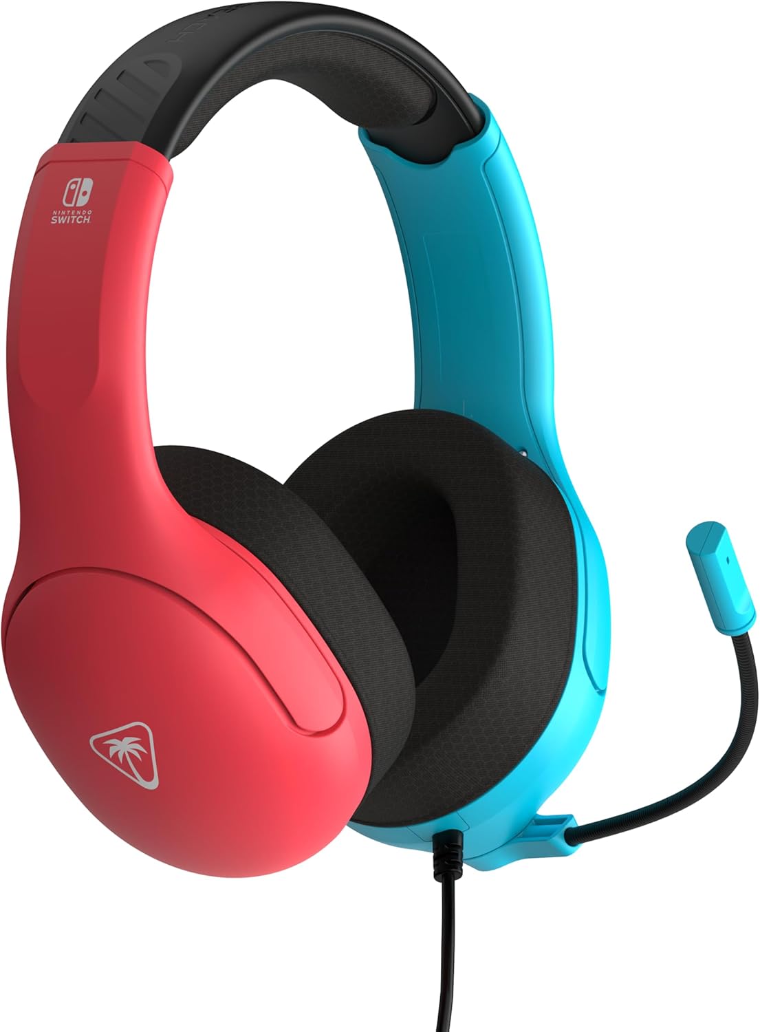 Turtle Beach Airlite Fit Neon Blue and Red Wired Gaming Headset with Flip-to-Mute Mic, Over-Ear Premium Comfort and 40mm Speakers. Officially Licensed for Nintendo Switch