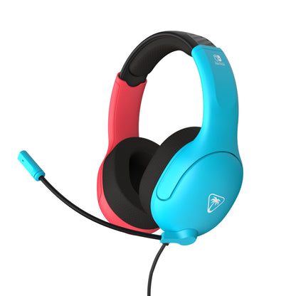 Turtle Beach Airlite Fit Neon Blue and Red Wired Gaming Headset with Flip-to-Mute Mic, Over-Ear Premium Comfort and 40mm Speakers. Officially Licensed for Nintendo Switch