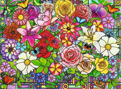 Ravensburger Feel Well & Puzzle & Board - Tiffany Flowers, 100 piece for Adults and Kids Age 9 Years Up