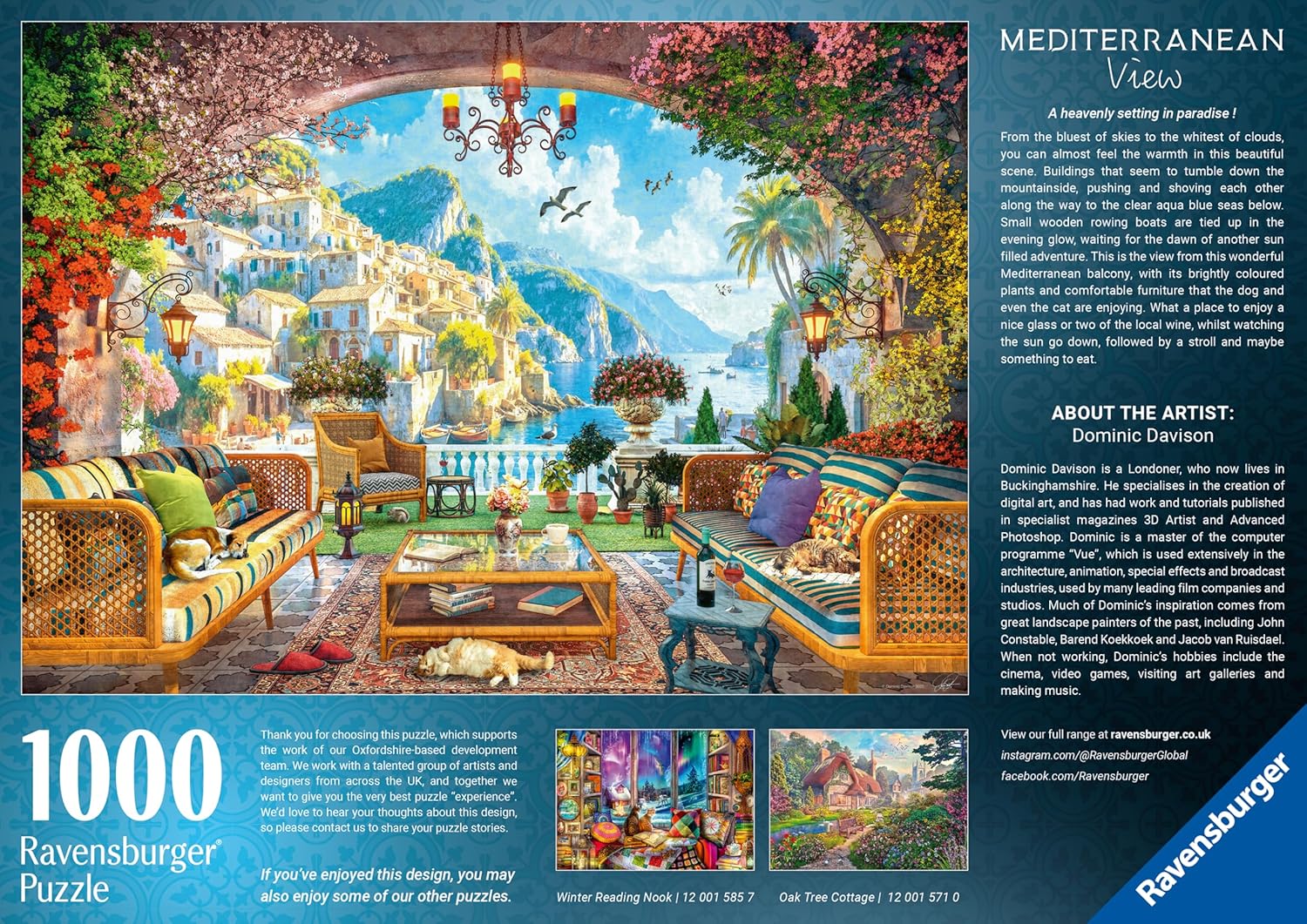 Ravensburger Mediterranean Terrace View 1000 piece Jigsaw Puzzle for Adults and Kids Age 12 and Up
