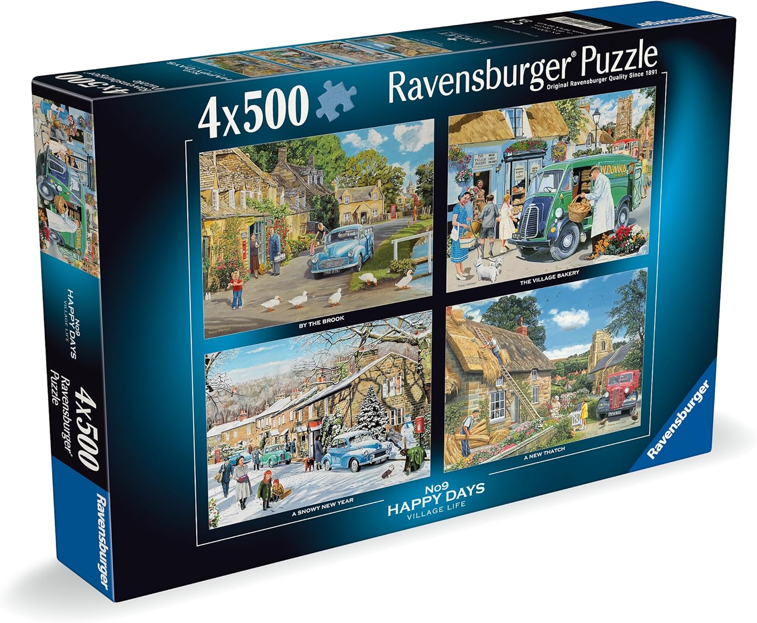 Ravensburger Happy Days No 9, Village Life 4x 500 piece Jigsaw Puzzle for Adults and Kids Age 10 and Up