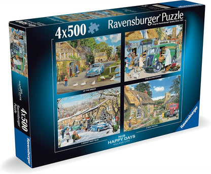 Ravensburger Happy Days No 9, Village Life 4x 500 piece Jigsaw Puzzle for Adults and Kids Age 10 and Up