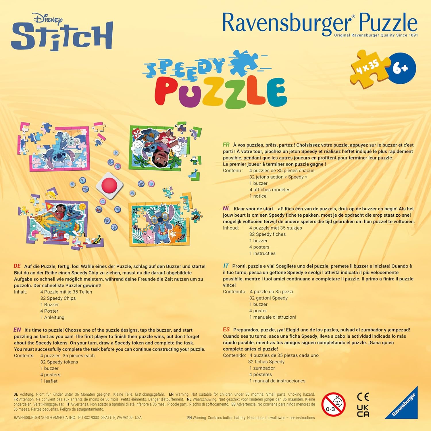 Ravensburger Speedy Puzzle Stitch 4x 35 piece Jigsaw Puzzles for Kids Age 6 Years Up Gifts for Kids