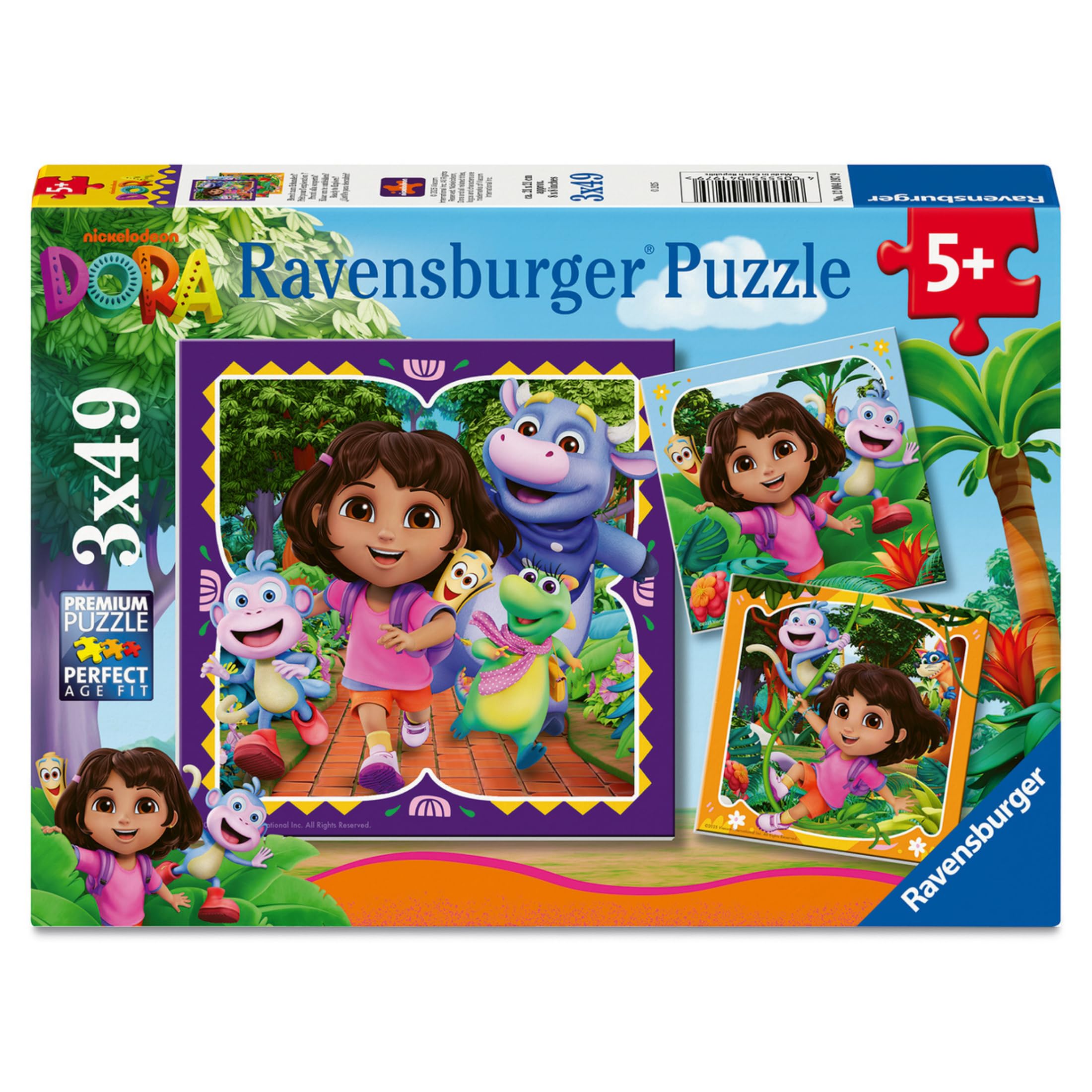 Ravensburger Dora Ready to Party 3 x 49 piece Jigsaw Puzzles - for Kids Age 5 Years Up - 147 Pieces 1+ Players Gifts for Children