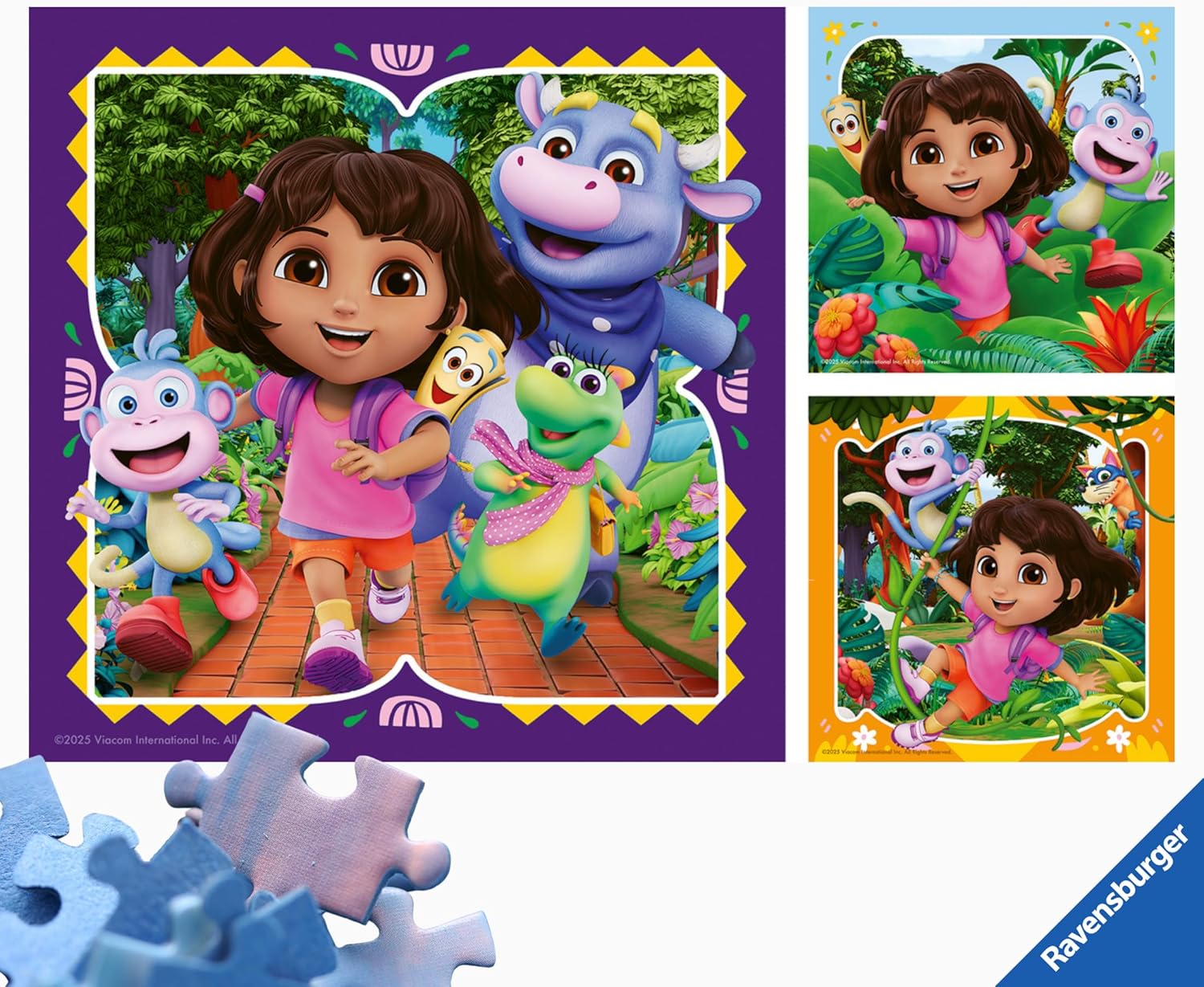 Ravensburger Dora Ready to Party 3 x 49 piece Jigsaw Puzzles - for Kids Age 5 Years Up - 147 Pieces 1+ Players Gifts for Children