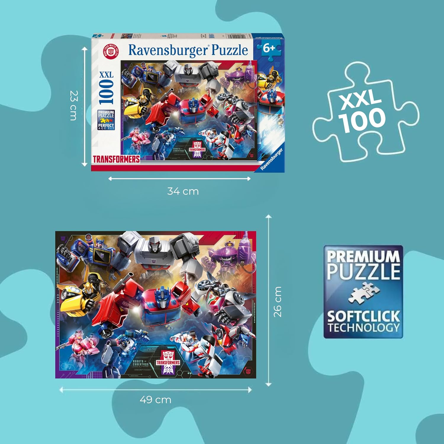 Ravensburger Transformers XXL 100 piece Jigsaw Puzzle for Adults and Kids Age 6 Years Up