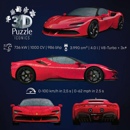 Ravensburger Iconics Ferrari Stradale, 108 piece 3D Jigsaw Puzzle for Adults and Kids Age 8+ Years Up