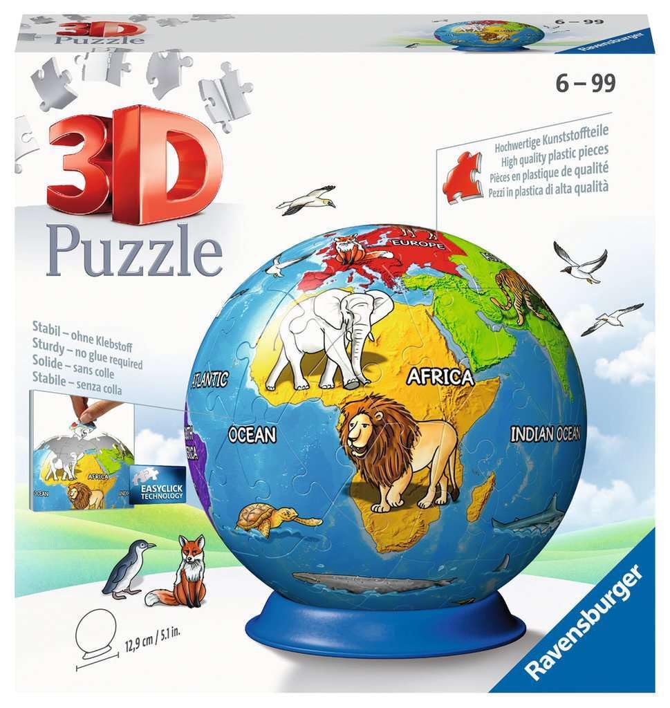 Ravensburger Children's Globe, 72 piece 3D Jigsaw Puzzle - Collectable Toys and Gifts for Kids and Adults Age 6 Years Up