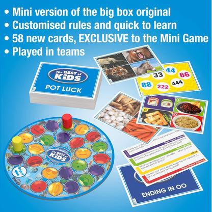 Drumond Park LOGO Best of Kids Mini Board Game - Trivia Game with Kid Friendly Quiz Cards - Fun Family Games for Children and Parents - Kids Party Games to Play in 2 Teams - for Ages 7+
