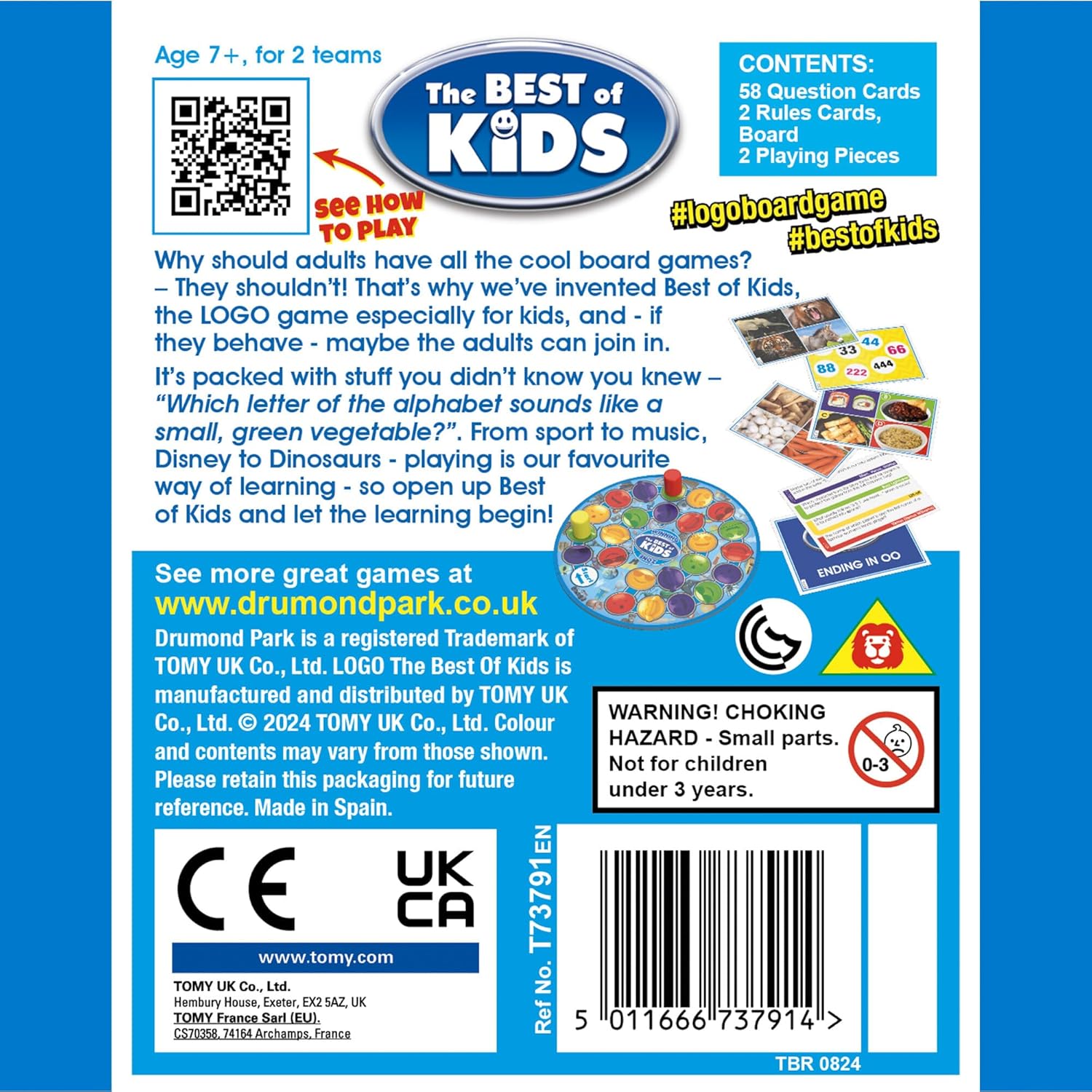 Drumond Park LOGO Best of Kids Mini Board Game - Trivia Game with Kid Friendly Quiz Cards - Fun Family Games for Children and Parents - Kids Party Games to Play in 2 Teams - for Ages 7+