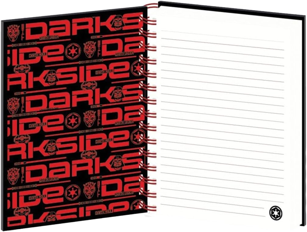 Star Wars Dark Side Notizbuch, A5, Spiralbindung, 21 x 15,5 x 1,8 cm, Schwarz/Rot/Weiß