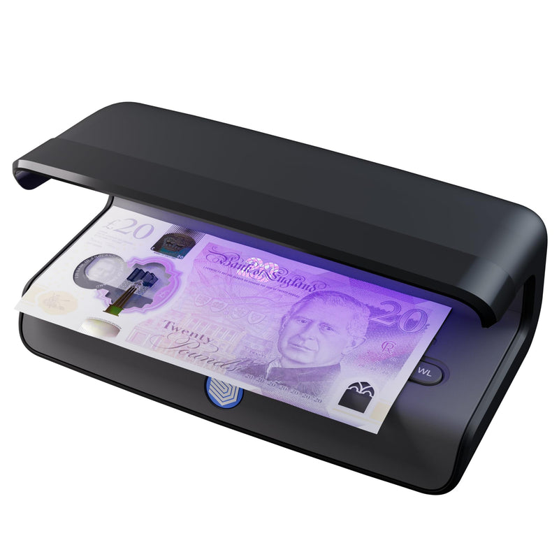 Safescan 75 LED Geldscheinprüfgerät mit ultrastarkem UV- & Weißlicht - Falschgeldprüfgerät für Banknoten, Kreditkarten & Ausweise - Geldprüfer mit dreifacher Erkennung - Geldprüfmaschine