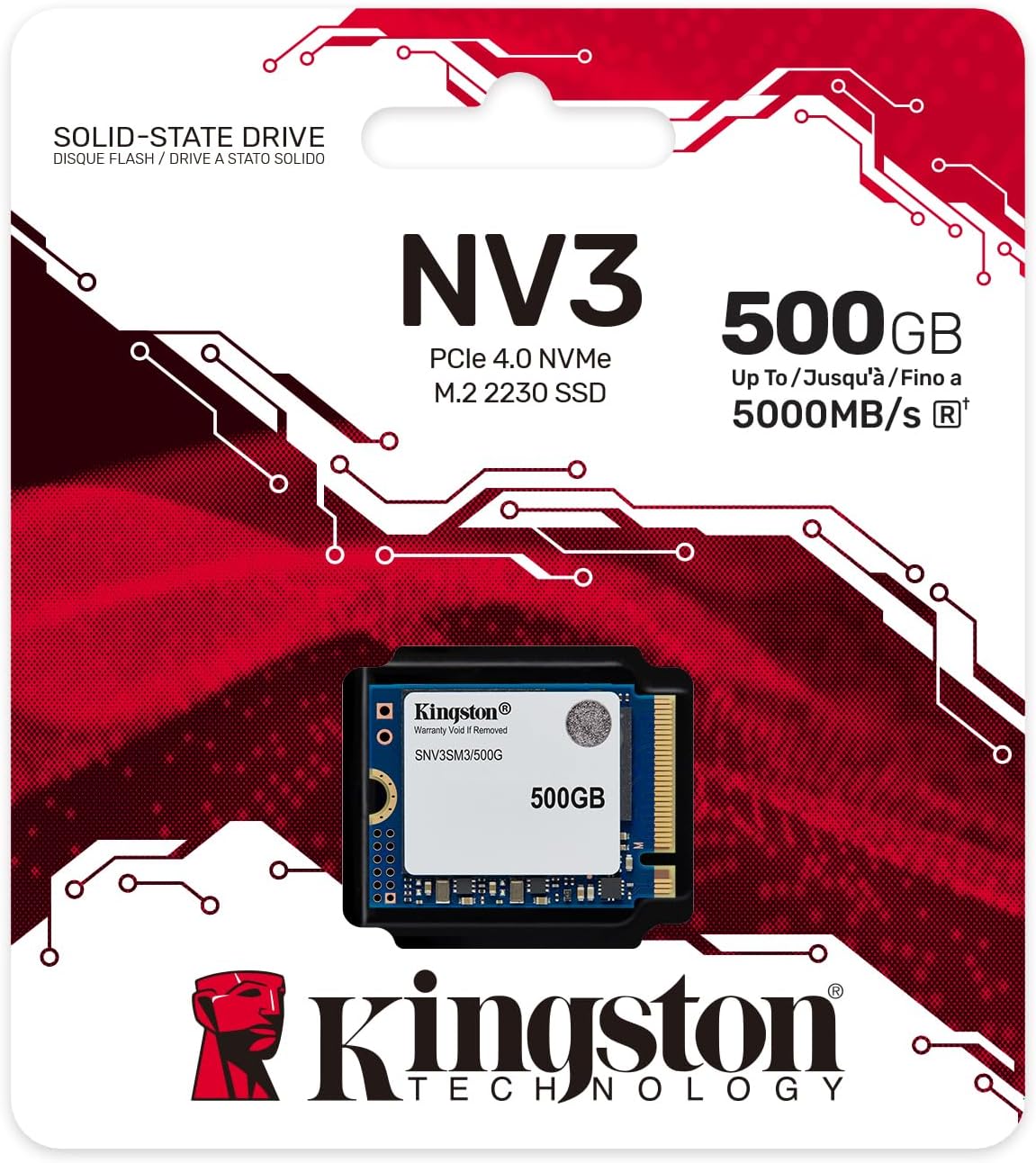 Kingston NV3 NVMe PCIe 4.0 Internal SSD 500GB M.2 2230-SNV3SM3/500G