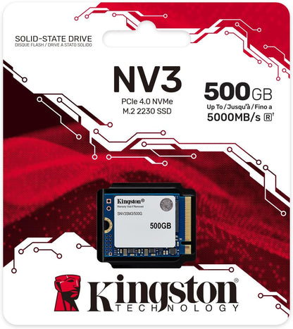 Kingston NV3 NVMe PCIe 4.0 Internal SSD 500GB M.2 2230-SNV3SM3/500G