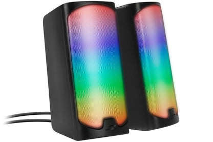 Speedlink Tonos RGB Gaming PC Speaker Bluetooth - Gaming Luidsprekers met RGB Verlichting, 3.5mm jack of Bluetooth-aansluiting, 12W, actieve PC luidspreker met verschillende verlichtingsmodi, zwart