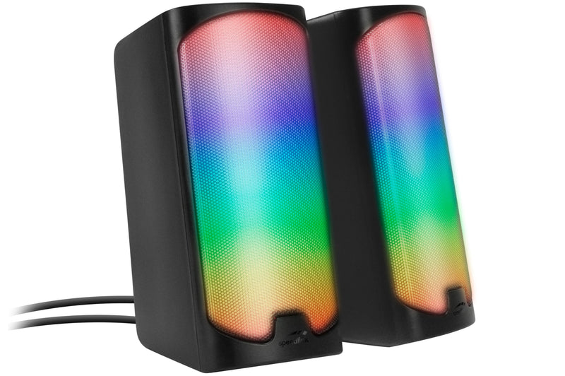 Speedlink Tonos RGB Gaming PC Speaker Bluetooth - Gaming Luidsprekers met RGB Verlichting, 3.5mm jack of Bluetooth-aansluiting, 12W, actieve PC luidspreker met verschillende verlichtingsmodi, zwart