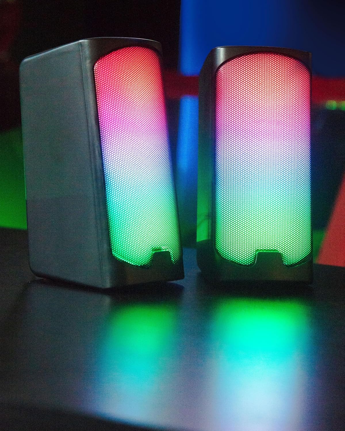 Speedlink Tonos RGB Gaming PC Speaker Bluetooth - Gaming Luidsprekers met RGB Verlichting, 3.5mm jack of Bluetooth-aansluiting, 12W, actieve PC luidspreker met verschillende verlichtingsmodi, zwart