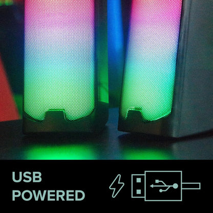 Speedlink Tonos RGB Gaming PC Speaker Bluetooth - Gaming Luidsprekers met RGB Verlichting, 3.5mm jack of Bluetooth-aansluiting, 12W, actieve PC luidspreker met verschillende verlichtingsmodi, zwart