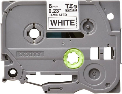 Brother TZe-211 Labelling Tape Cassette, Black on White, 6mm (W) x 8M (L), Laminated, Brother Genuine Supplies
