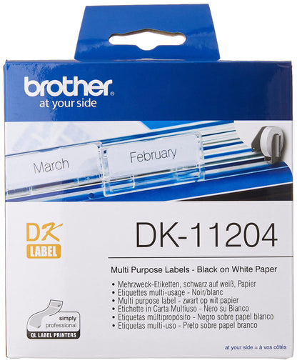 Brother Pre-Cut Paper Labels DK11204 17 x 54 mm Multi-Purpose 400 Labels