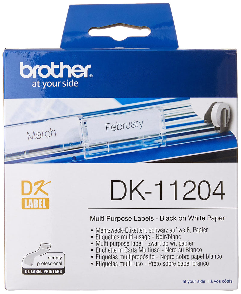 Brother Pre-Cut Paper Labels DK11204 17 x 54 mm Multi-Purpose 400 Labels