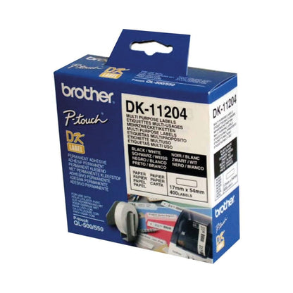 Brother Pre-Cut Paper Labels DK11204 17 x 54 mm Multi-Purpose 400 Labels