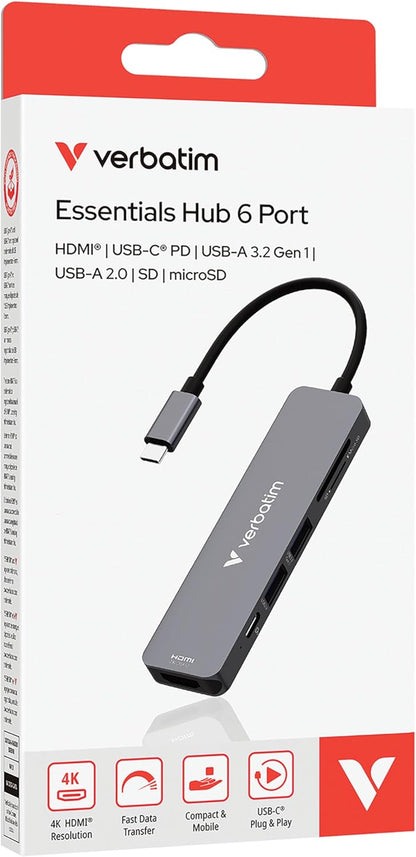Verbatim 32156 hub di interfaccia USB 3.2 Gen 1 (3.1 Gen 1) Type-C 5000 Mbit/s Grigio