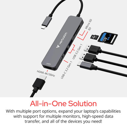 Verbatim 32156 hub di interfaccia USB 3.2 Gen 1 (3.1 Gen 1) Type-C 5000 Mbit/s Grigio