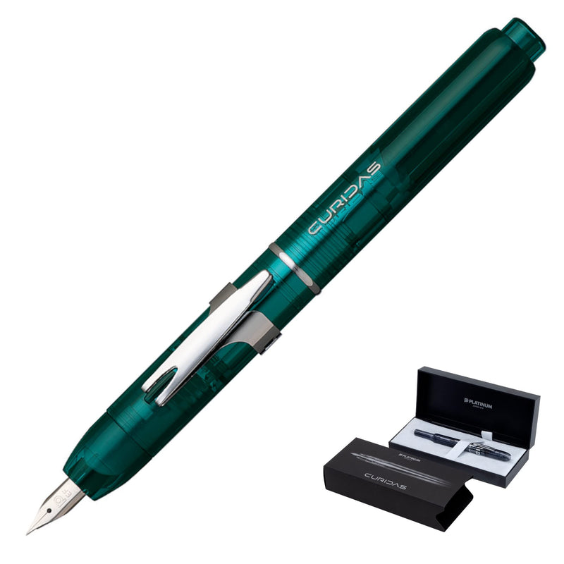 PLATINUM Curidas PKN7000-43F Fountain Pen/F Fine/Retractable/Green/Handmade/with Gift Box/Fountain Pen, 1 Item (Pack of 1)