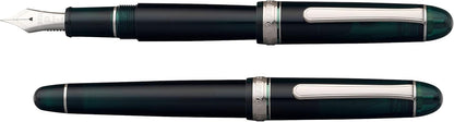 PLATINUM Japanese Fountain Pen #3776 Century Rhodium Laurel Green M/Green / 0.34-0.44 mm/Handmade / 14 Karat Gold Nib/with Gift Box/Fountain Pen