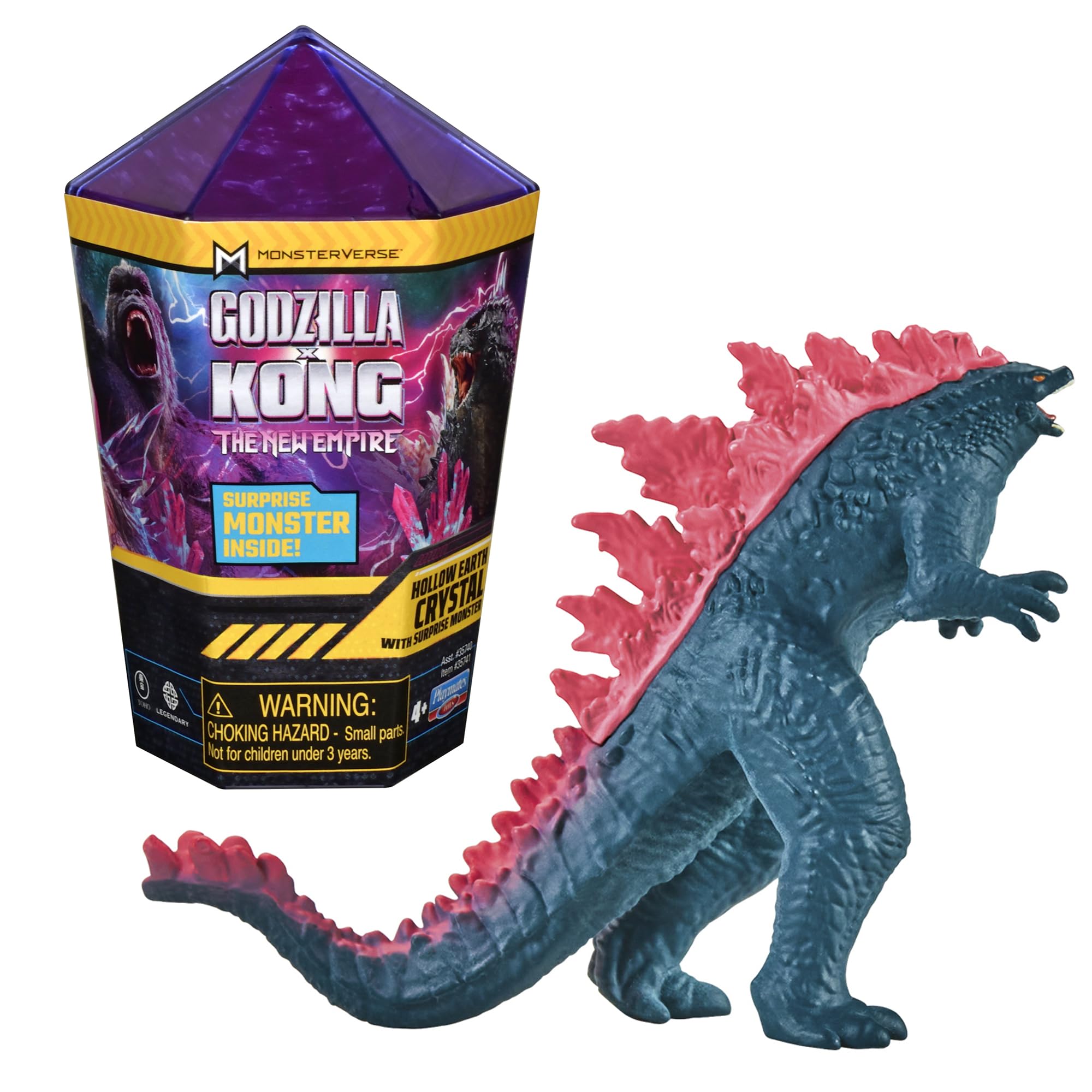 Godzilla x Kong: The New Empire, 4.5 Inch Hollow Earth Crystal Action Figure Toy with 2 inch Mini Surprise Figure, Iconic Collectable Movie Characters, Suitable for Ages 4 Years+