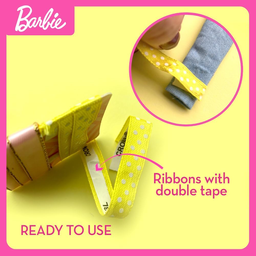 Barbie DIY Fashion Designer Set – Make Your Own Casual Look | Includes T-Shirt, Leggings, Stickers, Ribbons & Stamp | Creative Fashion Toy Kit for Kids Ages 5+