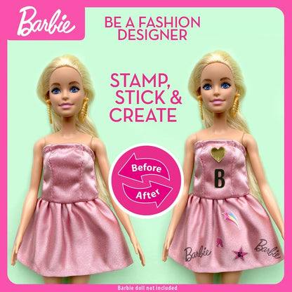 Barbie DIY Urban & Chic Fashion Designer Set – 80-Piece Custom Outfit Kit | Includes Dress, Tops, Leggings, Gold Letters, Stickers & Stamp | Creative Barbie Fashion Toy for Kids Ages 5+